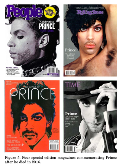 Four special edition magazines commemorating Prince after he died in 2016.