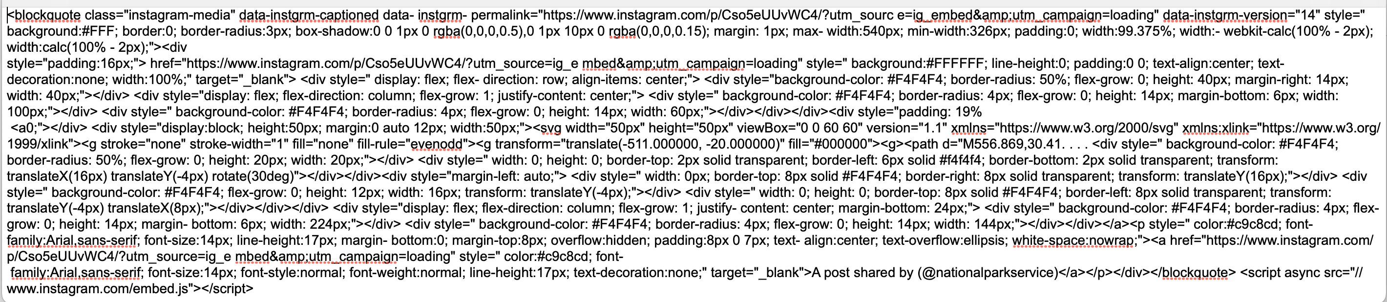 The embedding code appears as text in the judgment, it consists of a large chunk of html code